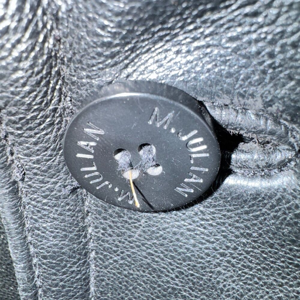 M. Julian Wilsons Mens‎ Black Leather Collared Button Front Jacket Size Large - Picture 7 of 7